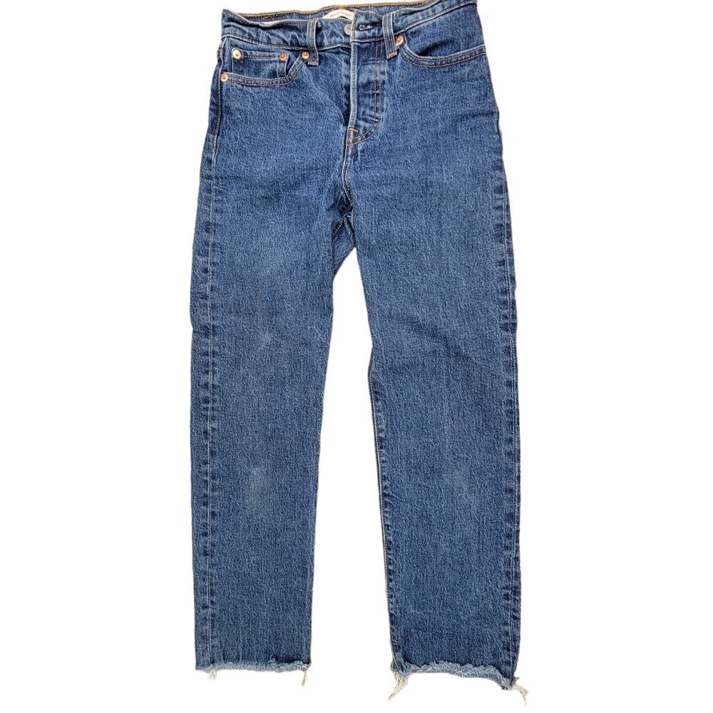 Levi's Wedgie Fit Straight Jeans Size 24 Dark Wash High Rise Denim Premium Pants